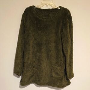 Cozy Soft Olive Green Fuzzy Pullover Size XXL